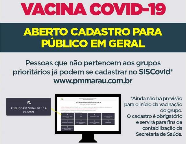 COVID 19 Marau abre pré cadastro para vacinação do público em geral